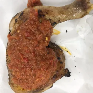 Grilled leg quarter with stew