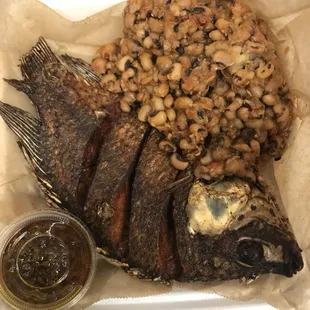 Beans fish and pepper