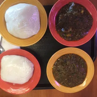 Ogbono soup with yam fufu