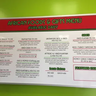 menu