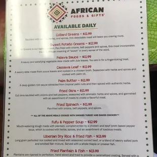 menu