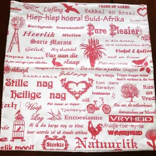 Bought this pillowcase to use on table for South African dinner nights