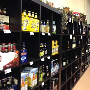 shelves of beer in a grocery store