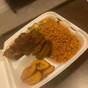Jollof Rice with Chicken and suya