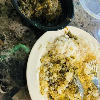 Cassava Leaf Soup with Rice