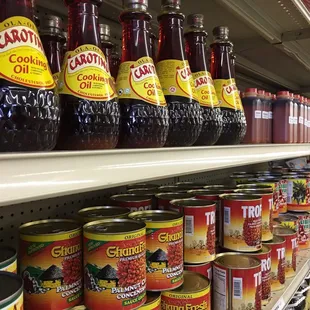 a variety of canned food items