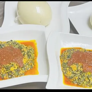 Pounded yam and Egusi