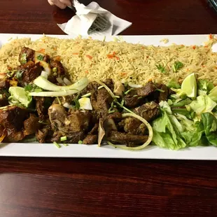 Doro wat and kitfo (on the right)