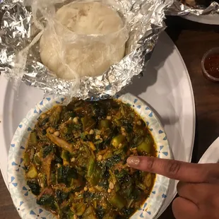 Okroh stew and banku