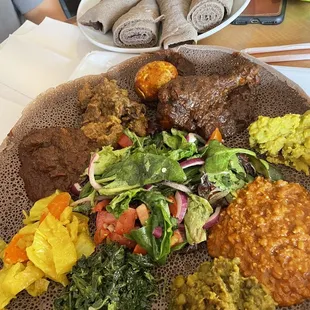 a plate of ethiopian food