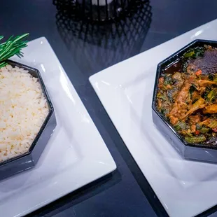 Efo Riro and White Rice