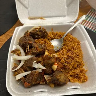 Jollof rice with a goat meat
