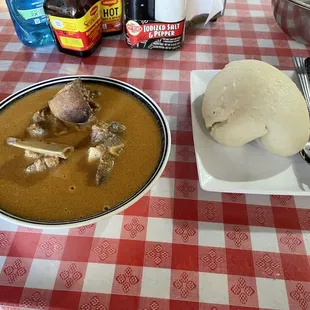 Peanut Soup with goat meet and fufu.