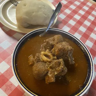 Goat Pepper Soup with Pounded Yam