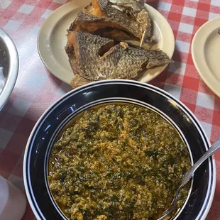 Egusi Soup with Fried Fish