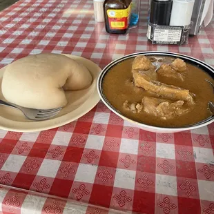 Peanut Butter Soup with Chicken and Cocoyam Fufu