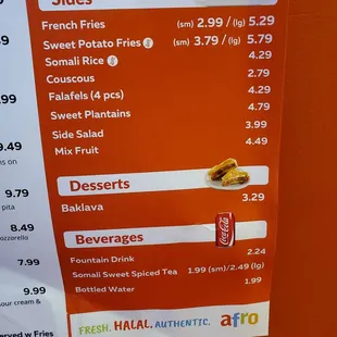 menu