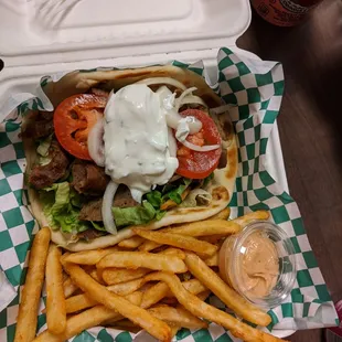 Lamb gyro with side of fries - delicious!