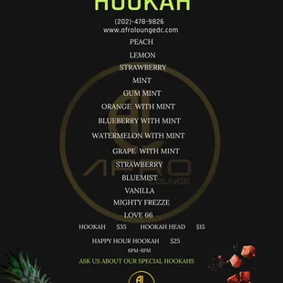 the menu for afro hoorah