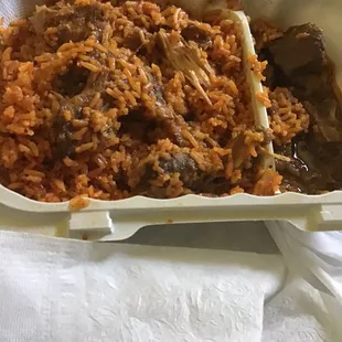 Jollof Rice with chicken & goat meat