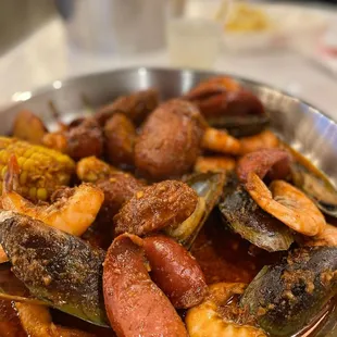 a bowl of seafood stew