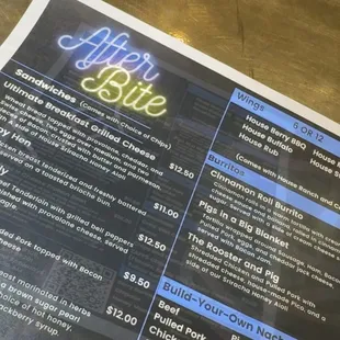 Snapshot of menu