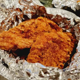 The fingers are so dry. Where&apos;s the chicken so over cooked.
