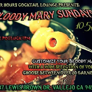Every Sunday at After Hours Cocktail Lounge! DIY Bloody Mary Bar!