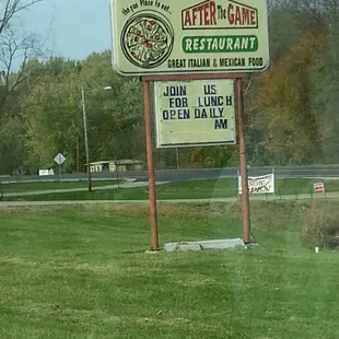 a sign for a restaurant