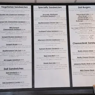 Current menu February 2025