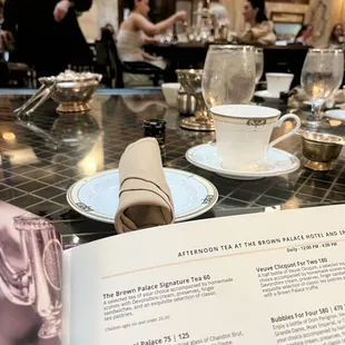 a menu for the afternoon tea