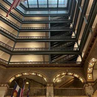 the atrium of a hotel