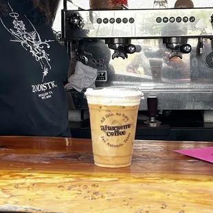 Iced latte with hazelnut cold foam