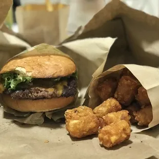 burgers and fried chicken