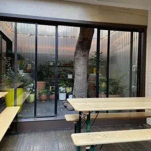 Indoor seating with skylight