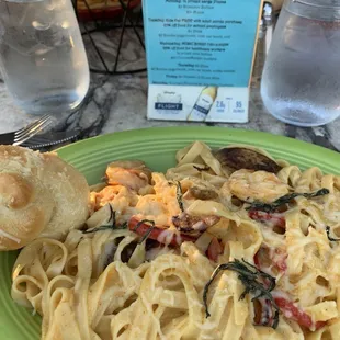 Delicious spicy pasta with shrimp &amp; sausage