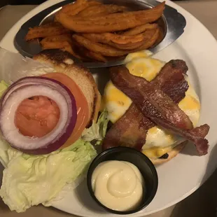 Tavern Burger with Sweet Potato fries