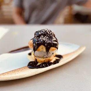 Black sesame profiterole