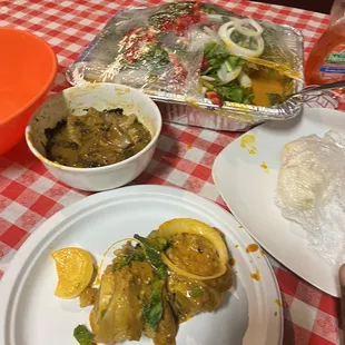 Nkwobi, Oha soup and pounded yam.