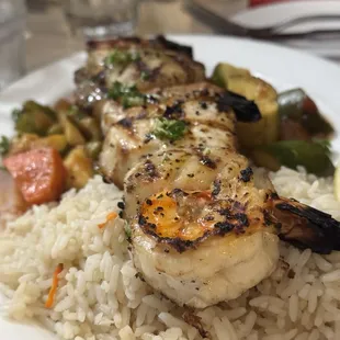 Beef Kebab &amp; Kefta Kebab Choose any two - 28 Served over rice &amp; vegetables.