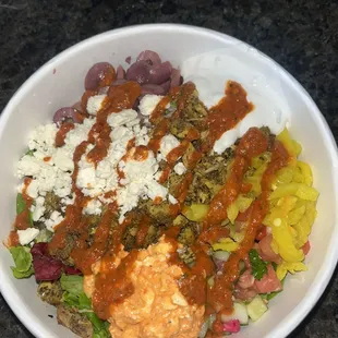a bowl of food on a table