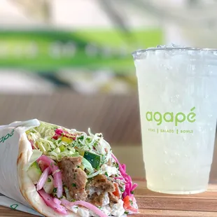 Our gyro pitas are best with our fresh and organic lemonade!
