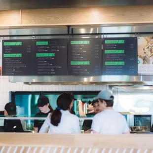 a group of people in a restaurant