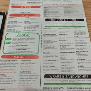 The menu