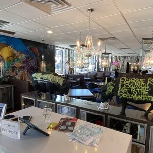 the inside of a restaurant