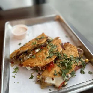 a plate of quesadillas