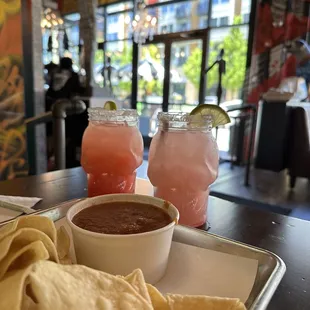Tortilla Chips &amp; Salsa Roja      OG margaritas