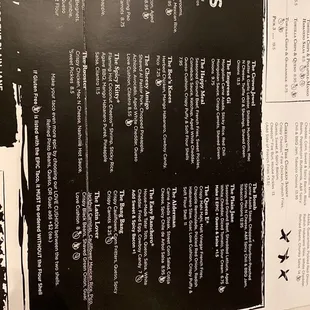 Taco menu