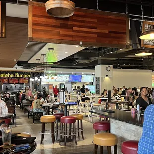 Looking out from the bar into the food court