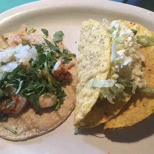 Tacos - beef, shrimp, and chicken